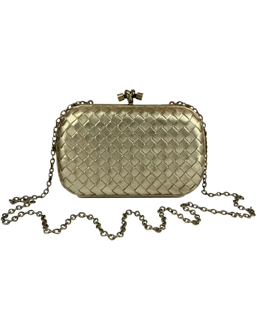 Bottega Veneta Chain Knot In Intrecciato Nappa Lambskin Gold